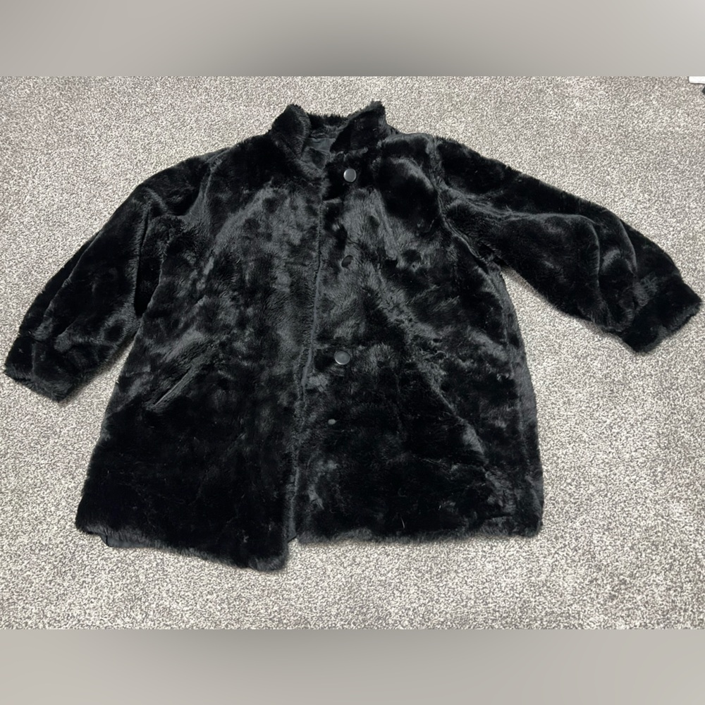 Reversible Black Faux Fur Coat